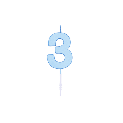 Świeczka „3 lata”, niebieska pastelowa, 4,5 cm