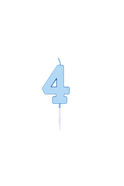 Świeczka „4 lata” – niebieski pastelowy, 4,5 cm