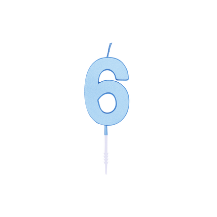 Świeczka „6 lat”, niebieska pastelowa, 4,5 cm