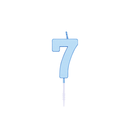 Świeczka „7 lat” – niebieski pastelowy, 4,5 cm