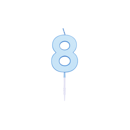 Świeczka „8 lat” – niebieski pastelowy, 4,5 cm