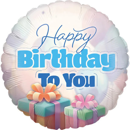 Pusty balon z napisem „Happy Birthday” na prezent