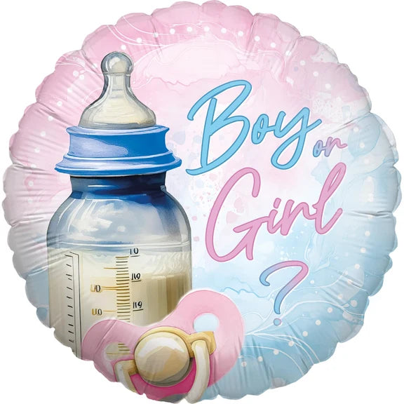 Balonik helowy na baby shower „Chłopiec czy dziewczynka” (pusty), 45 cm