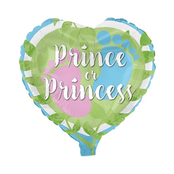Balonik helowy do ujawnienia płci – zielone serce „Price Or Princess” (pusty), 78 cm
