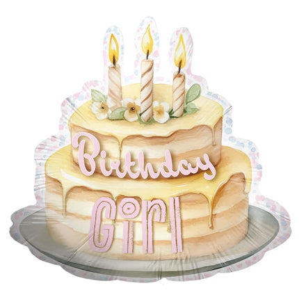 Balonik helowy „Birthday Girl” – tort, pusty, 70 cm