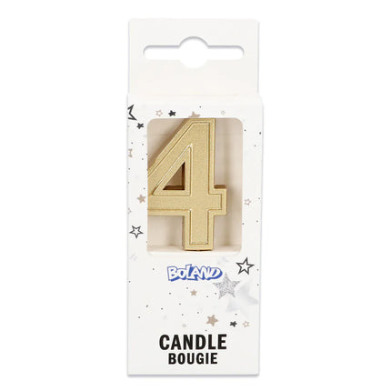 Świeczka Elegant „4” w kolorze złotym na szpikulcu (3 x 4,2 x 0,7 cm)