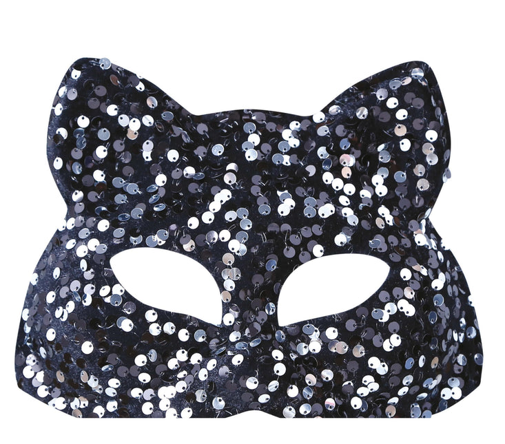 Srebrna maska na oczy Cat Sequins