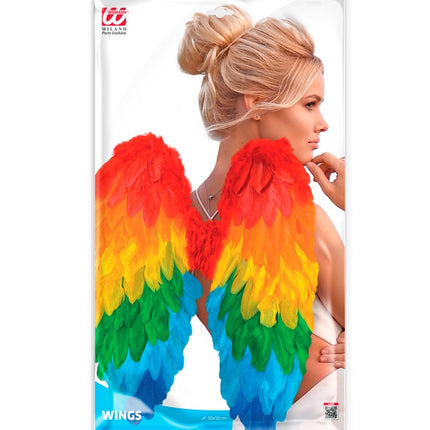 SKRZYDŁA Z PIÓR TĘCZA SKŁADANE 50 X 50 CM