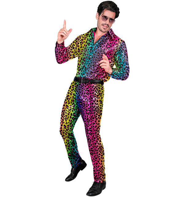 CEKINOWE SPODNIE W TĘCZOWĄ PANTERKĘ