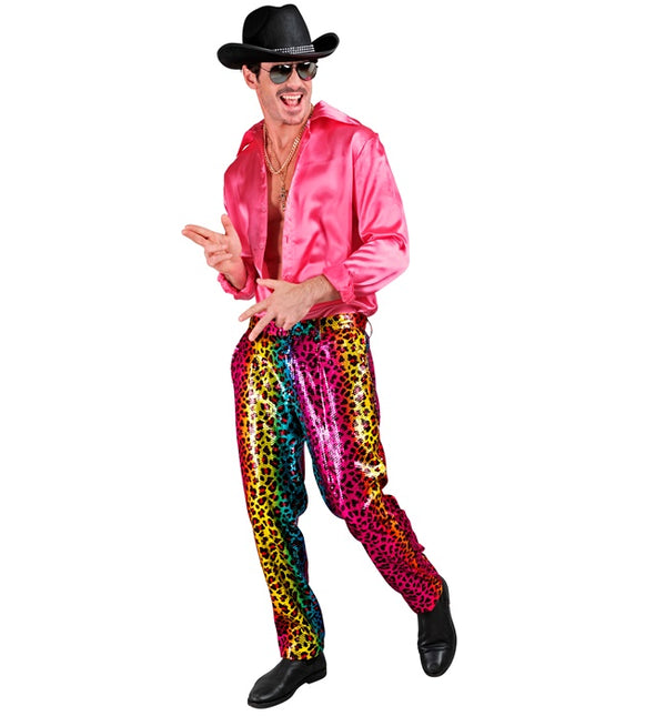 CEKINOWE SPODNIE W TĘCZOWĄ PANTERKĘ