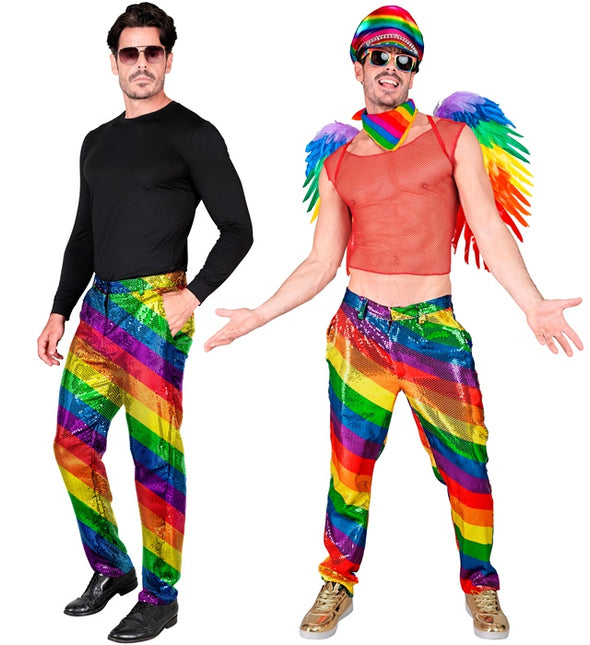 CEKINOWE SPODNIE TĘCZA