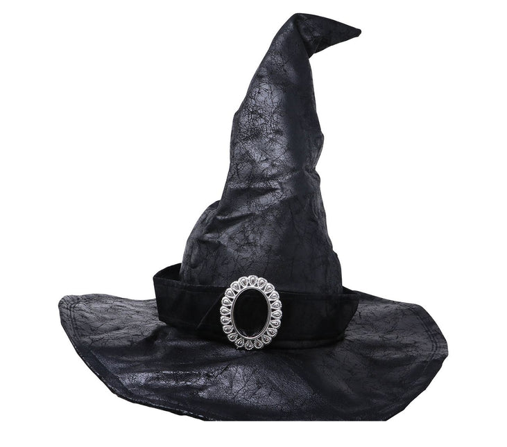 Kapelusz czarownicy na Halloween z czarną klamrą