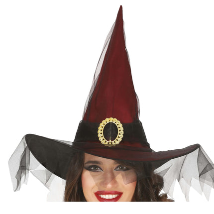 Kapelusz czarownicy na Halloween czerwony