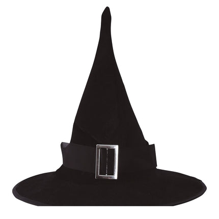 Kapelusz czarownicy na Halloween czarny aksamit