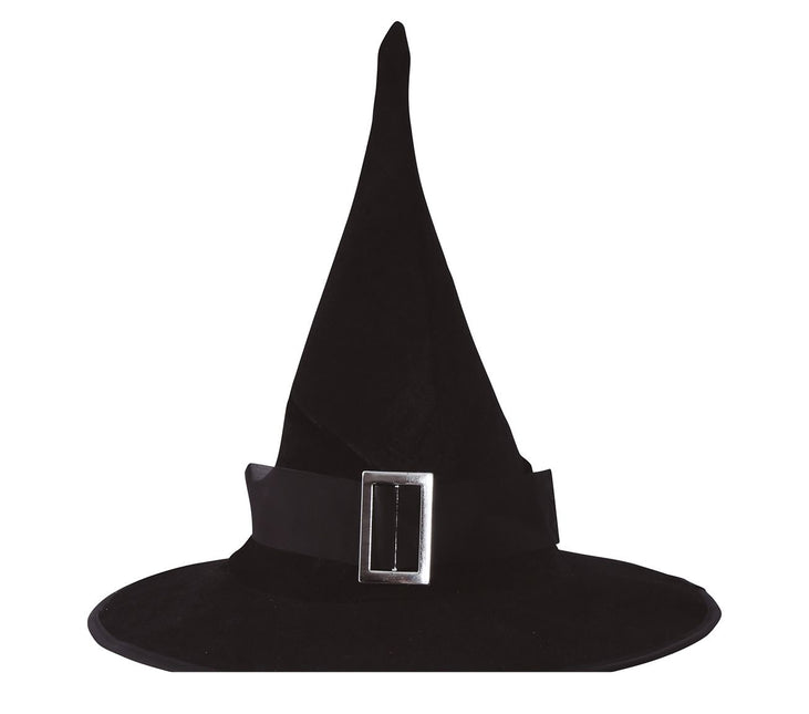 Kapelusz czarownicy na Halloween czarny aksamit