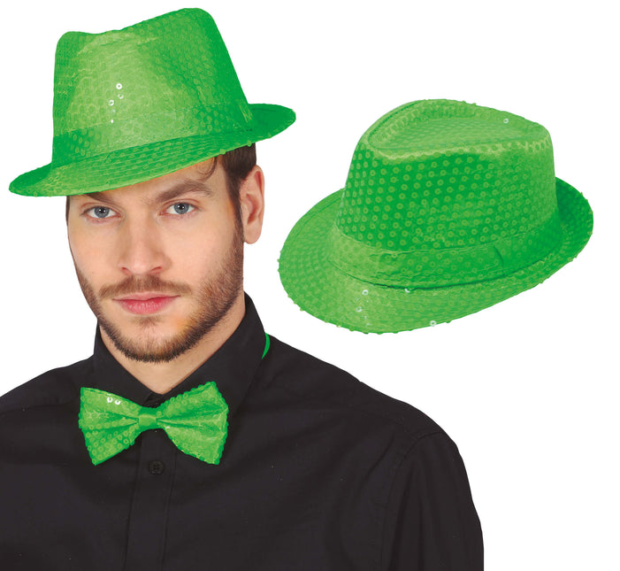 Czapka z cekinami neonowa zieleń