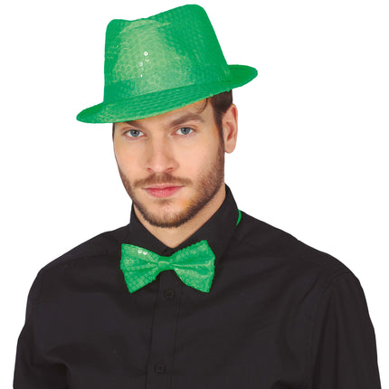 Czapka z cekinami neonowa zieleń