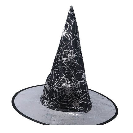 Halloweenowy kapelusz czarownicy Spider's Web czarny