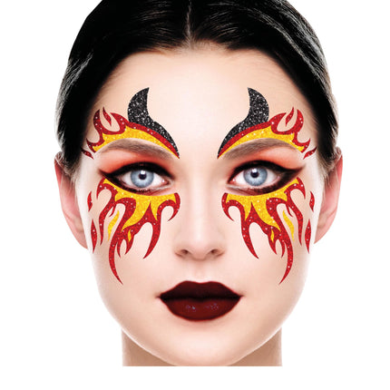 Naklejki na twarz Fire Glitter 20 cm