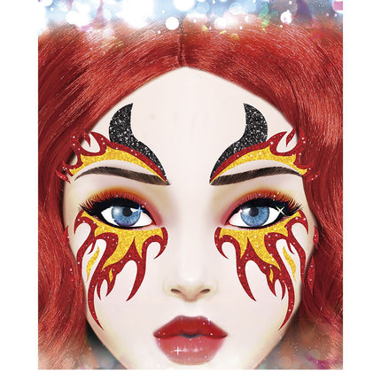 Naklejki na twarz Fire Glitter 20 cm