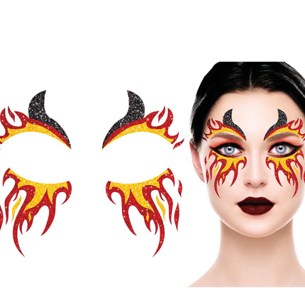 Naklejki na twarz Fire Glitter 20 cm