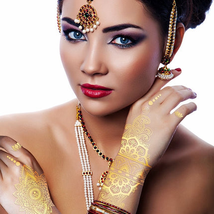 Gouden Gezicht Stickers Oriental 14cm