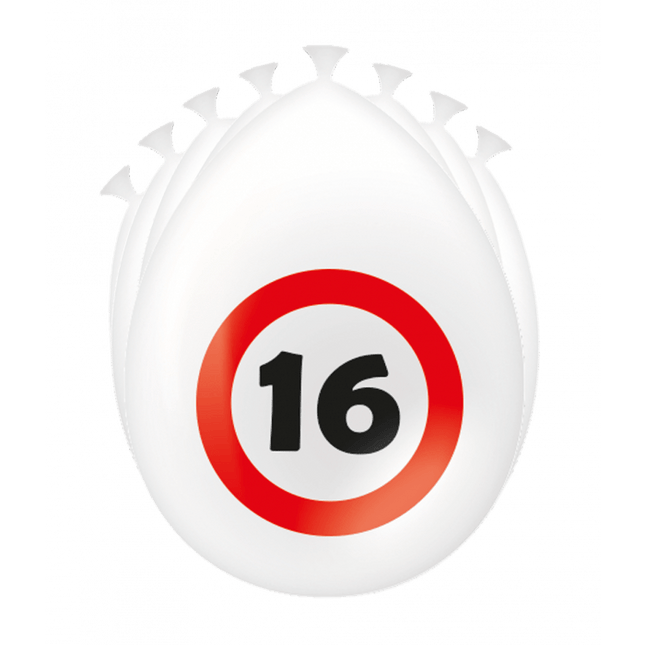 16 Jaar Ballonnen Verkeersbord 30cm - Partywinkel - 8716764235115