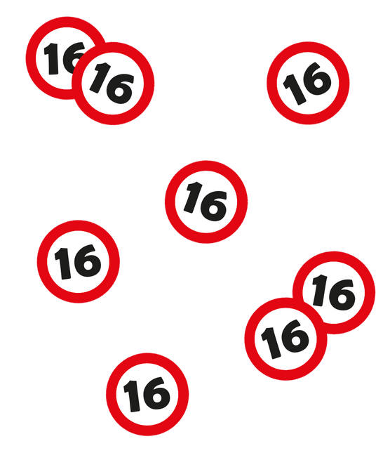 16 Jaar Tafelconfetti 2,5cm - Partywinkel - 8716764248160