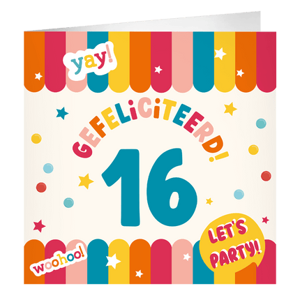 16 Jaar Wenskaart 23cm - Partywinkel - 8716764238987