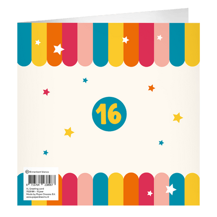 16 Jaar Wenskaart 23cm - Partywinkel - 8716764238987