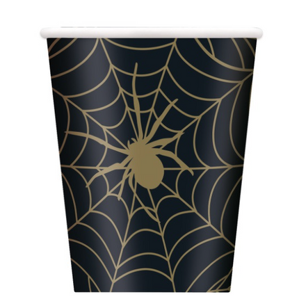 Kubki z motywem pajęczyny na Halloween, 8 szt.