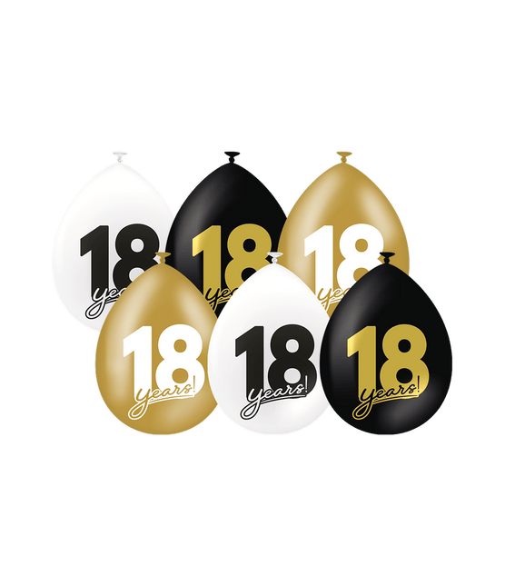 18 Jaar Ballonnen 30cm 6st - Partywinkel - 8716764241567