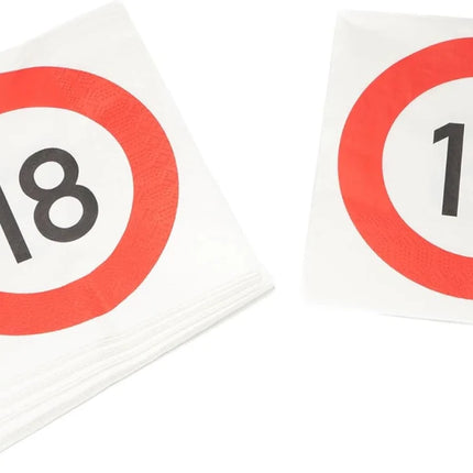 18 Jaar Servetten Verkeersbord 33cm 20st van VDV Benefit koop je bij Partywinkel