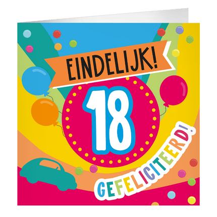 18 Jaar Wenskaart 23cm - Partywinkel - 8716764239076