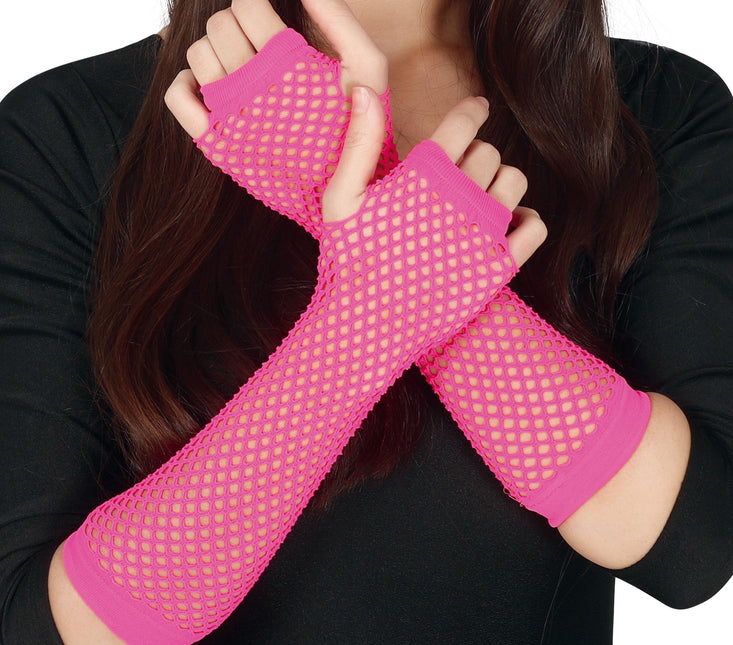 Rękawiczki Fishnet Neon Fuschia