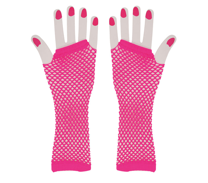 Rękawiczki Fishnet Neon Fuschia