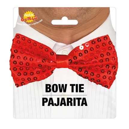 Czerwony brokatowy woreczek z kokardką