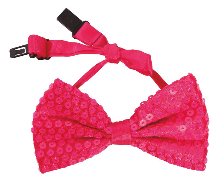 Neonowa różowa kokardka z brokatem 13 cm