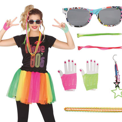 Zestaw akcesoriów Neon 80s 8 elementów