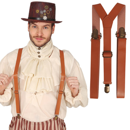 Brązowe szelki ze sztucznej skóry 58 cm