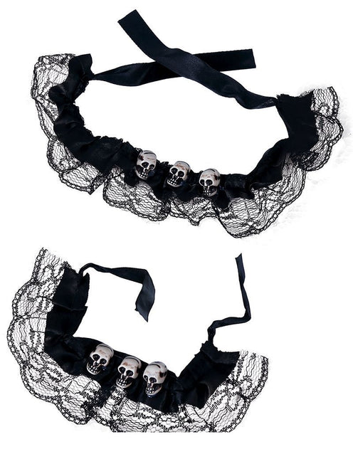Halloweenowa bransoletka i choker czaszka