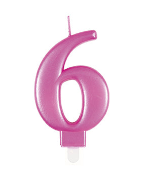 Świeczka na 6 lat różowa 12 cm