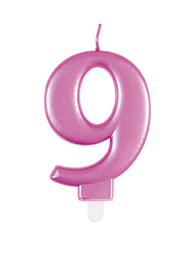 Świeca 9-letnia różowa 12 cm