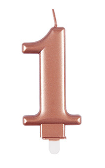 Świeca na 1 rok Rose Gold 10 cm