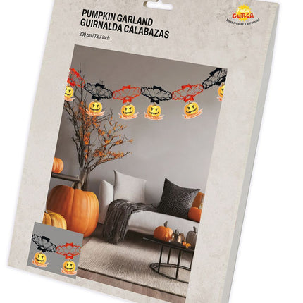 Halloweenowa girlanda Dynia Deluxe Zawieszki 2m
