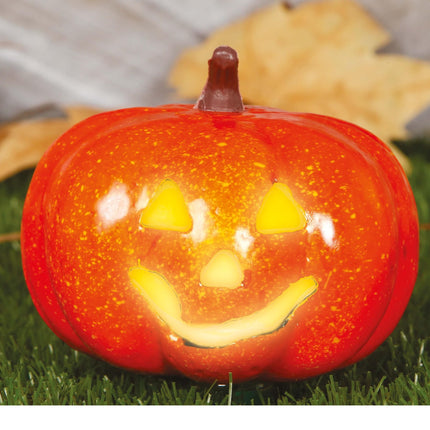 Halloweenowa dynia ze światełkiem 16 cm