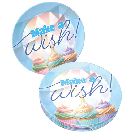 Niebieskie tabliczki „Make A Wish”, 23 cm, 8 szt.
