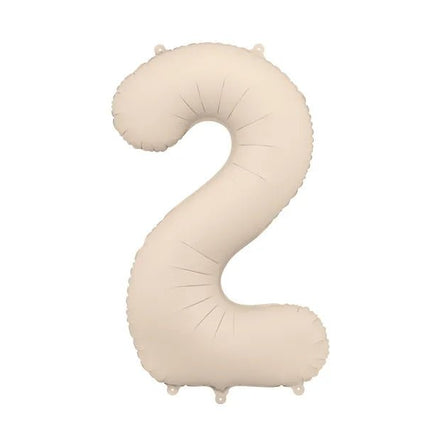 2 Jaar Cijfer Ballon Beige Mat Leeg 86cm van Partydeco koop je bij Partywinkel