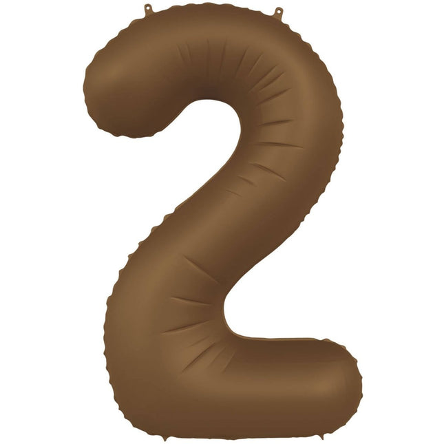 2 Jaar Cijfer Ballon Bruin Mat 86cm van Folat koop je bij Partywinkel