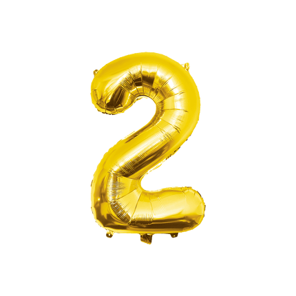 2 Jaar Cijfer Ballon Goud Leeg 86cm - Partywinkel - 8716764236853